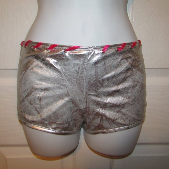 Silver Metallic and Pink Booty Shorts Bikini - NEW - Picture 4 of 10
